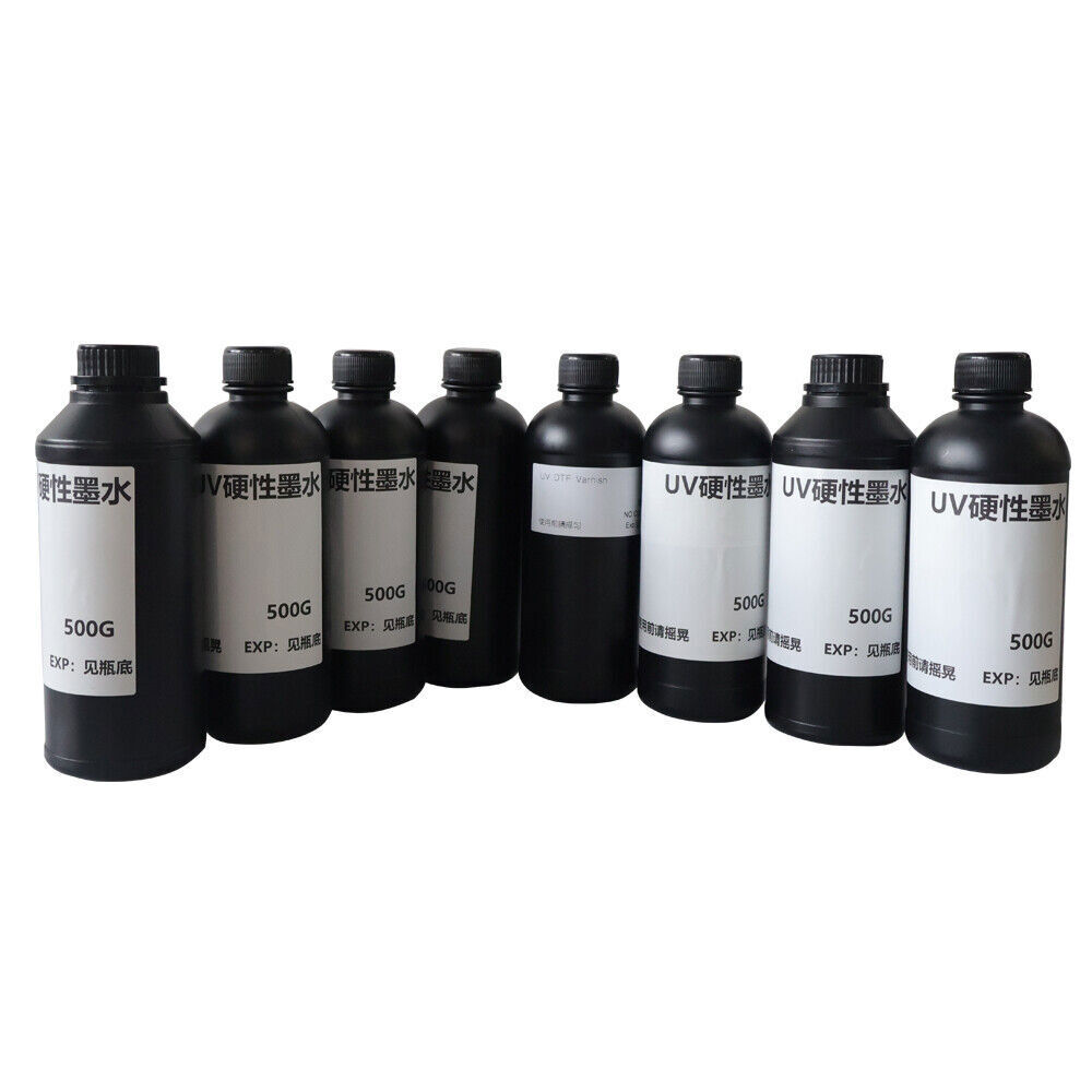 ACHI 8*500ML UV Ink CYMKW+Varnish+LC+LM UV Ink For 6090 XP600 TX800 UV Printer