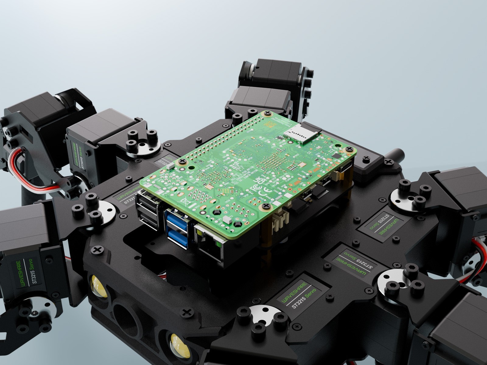 Waveshare 18-DOF HexArth Bionic Hexapod Robot, Open Source For ESP32,Vector Moti