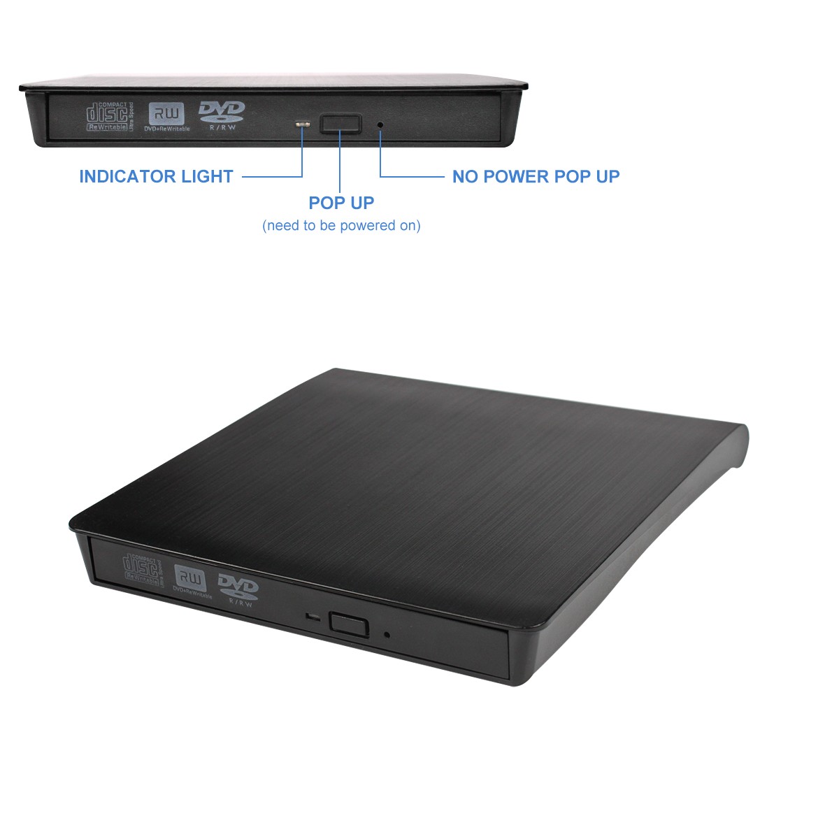 Slim External USB3.0 CD DVD RW Drive Writer Burner Reader for Laptop PC Portable