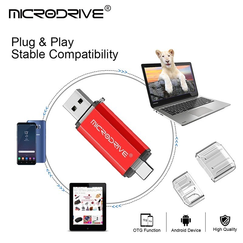 Type C OTG USB Flash Drive 2in1 Micro USB Pen Drive 128GB 64GB 32GB 16GB