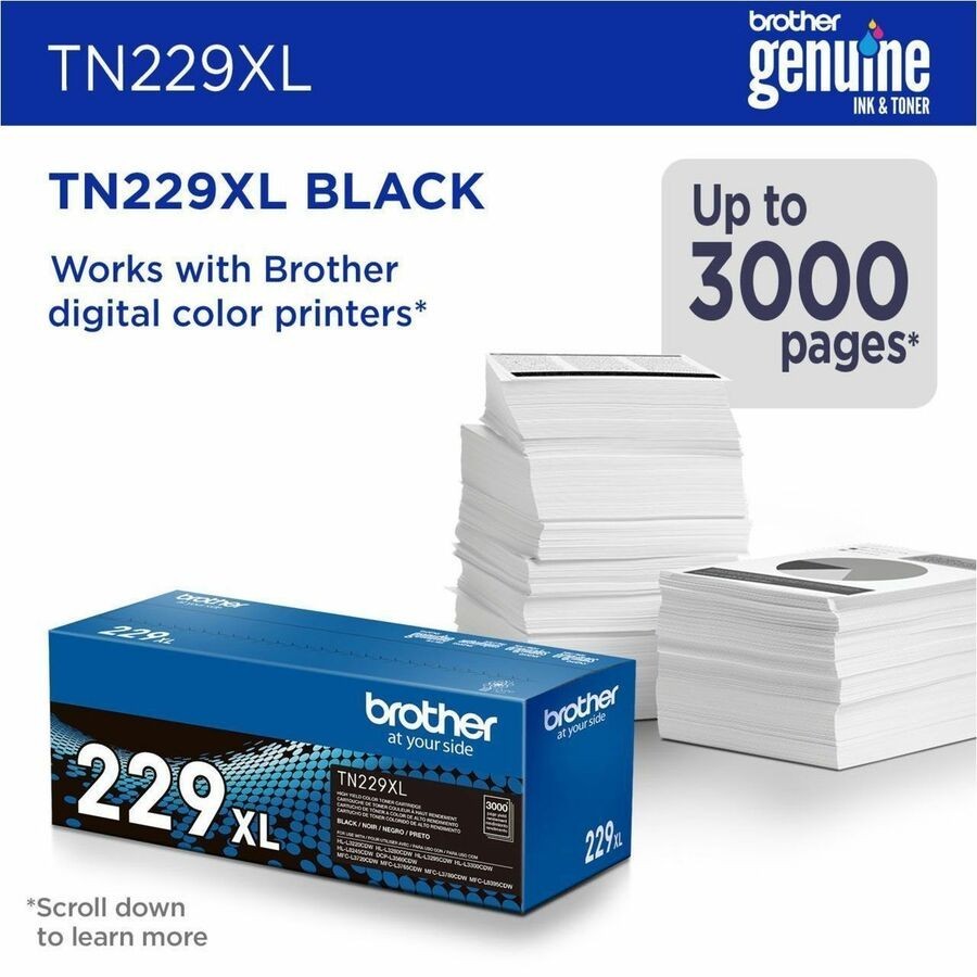 Brother Original High Yield Laser Toner Cartridge – Black – 1 Each – 3000 Pages
