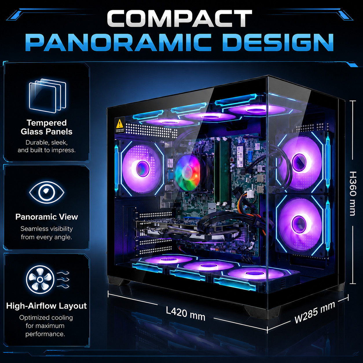 High End 3A Gaming PC RTX 5060, i9-11900F, 32GB RAM+1TB SSD, WIN11, 9×ARGB Fans