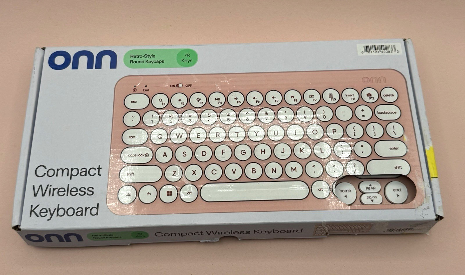 Surf Onn Compact Wireless Keyboard 78 Keys Pink w/ USB Dongle Open Box Tested