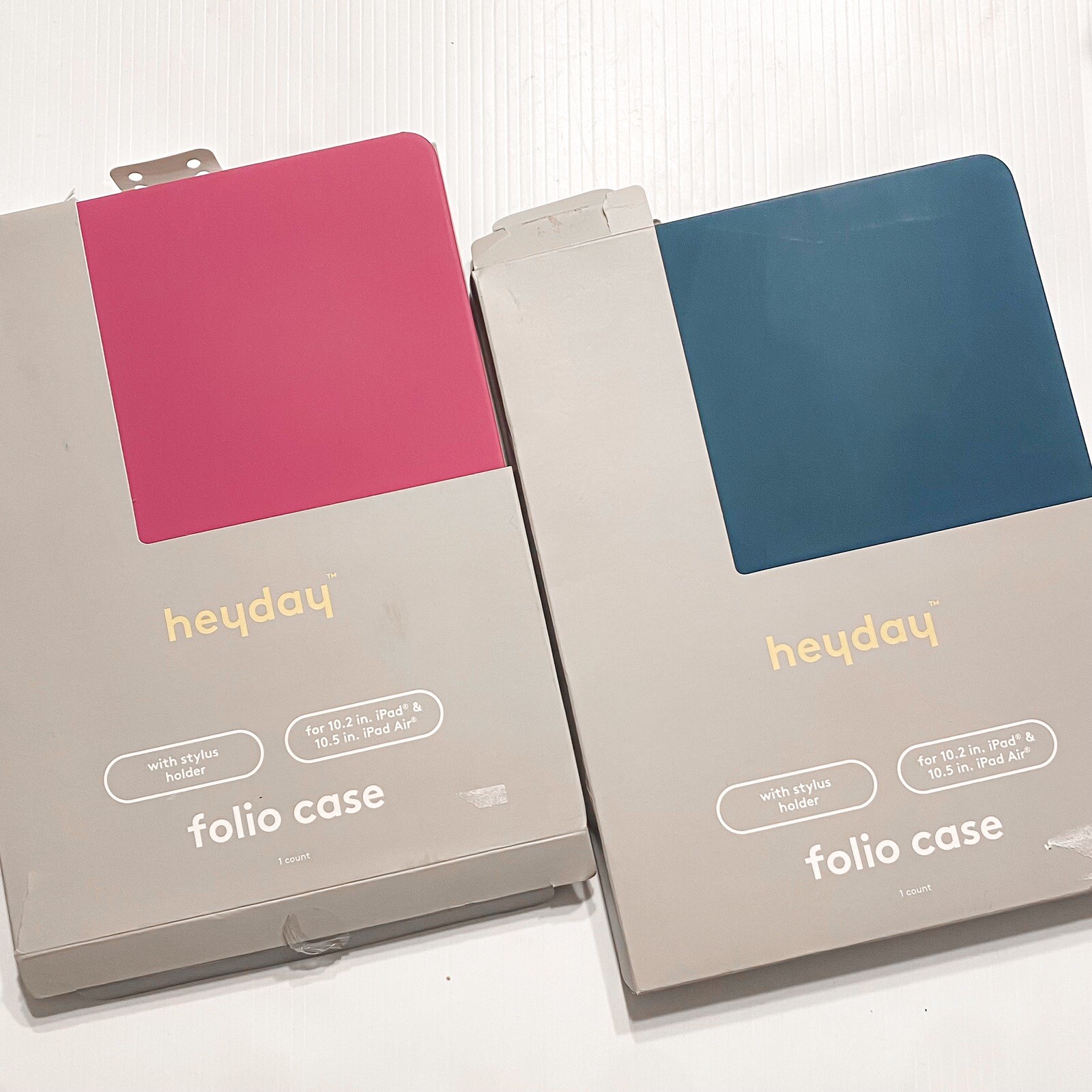 2 Heyday Folio Case with Stylus Holder for iPad Air 10.2 in, 10.5 in – Pink Blue