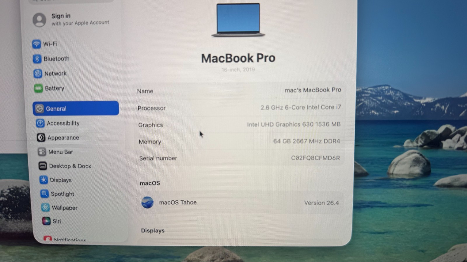 Apple MacBook Pro A2141 2019 16″ 2.6GHz I7. 64GB RAM 512GB AMD Radeon Pro 5500M