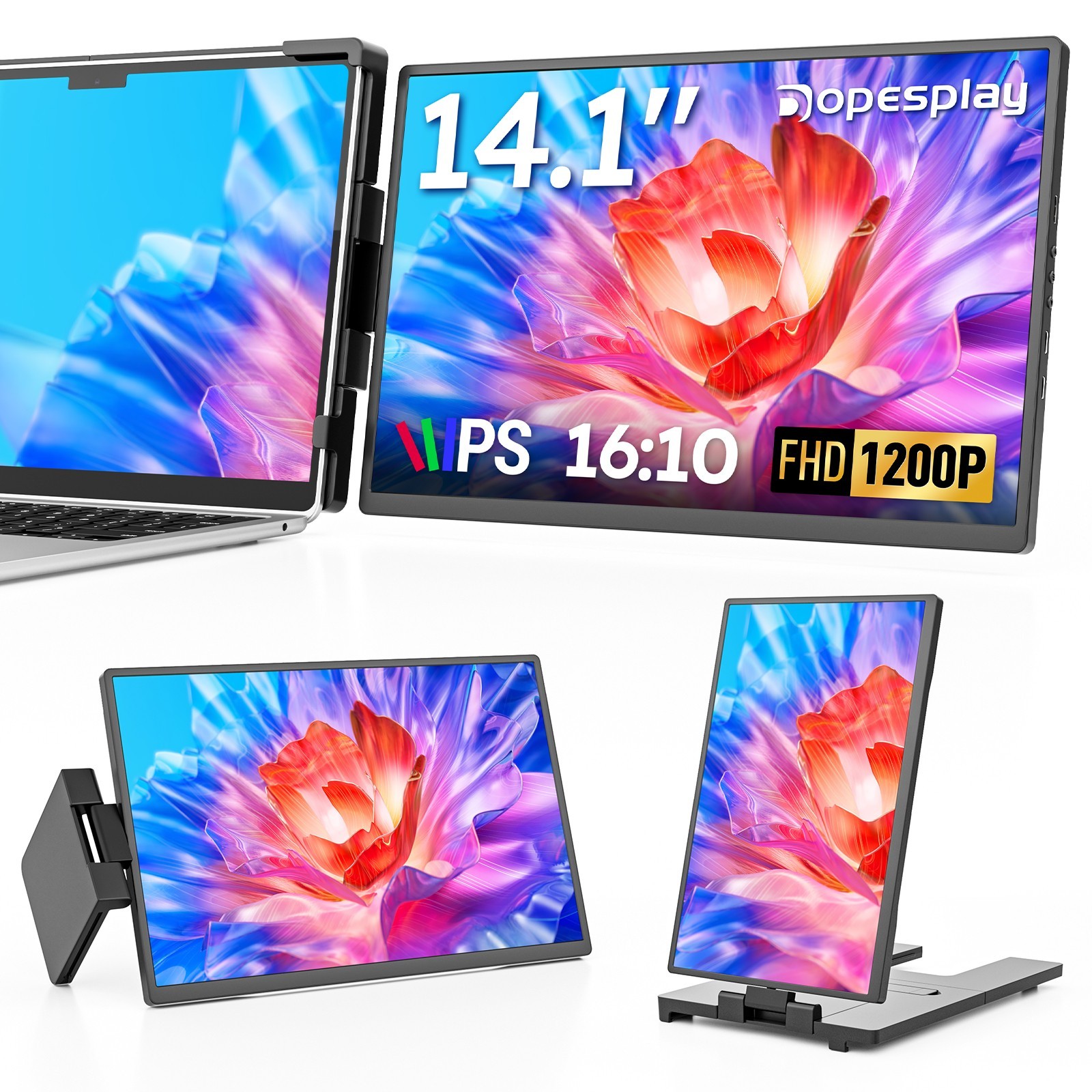 14” Laptop Screen Extender Portable Monitor 1200P USB-C HDMI FHD IPS for 14-17″