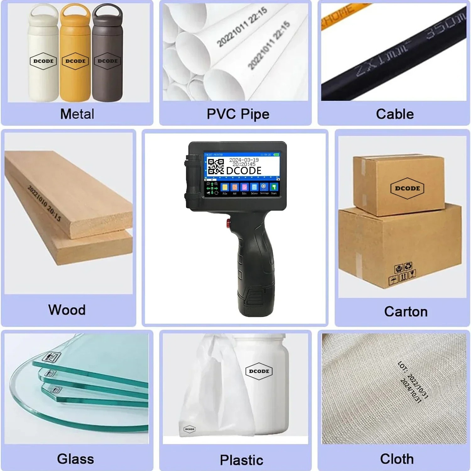 DCODE 1755PLUS 12.7mm Portable Handheld Inkjet Printer Text QR Barcode Machine