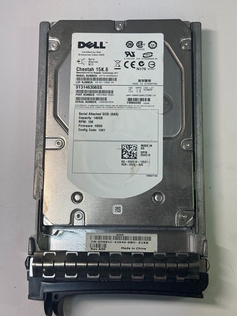 DELL XX518 ST314356SS 146GB 15K RPM 16MB Cache 3Gb/s SAS HDD 3.5″