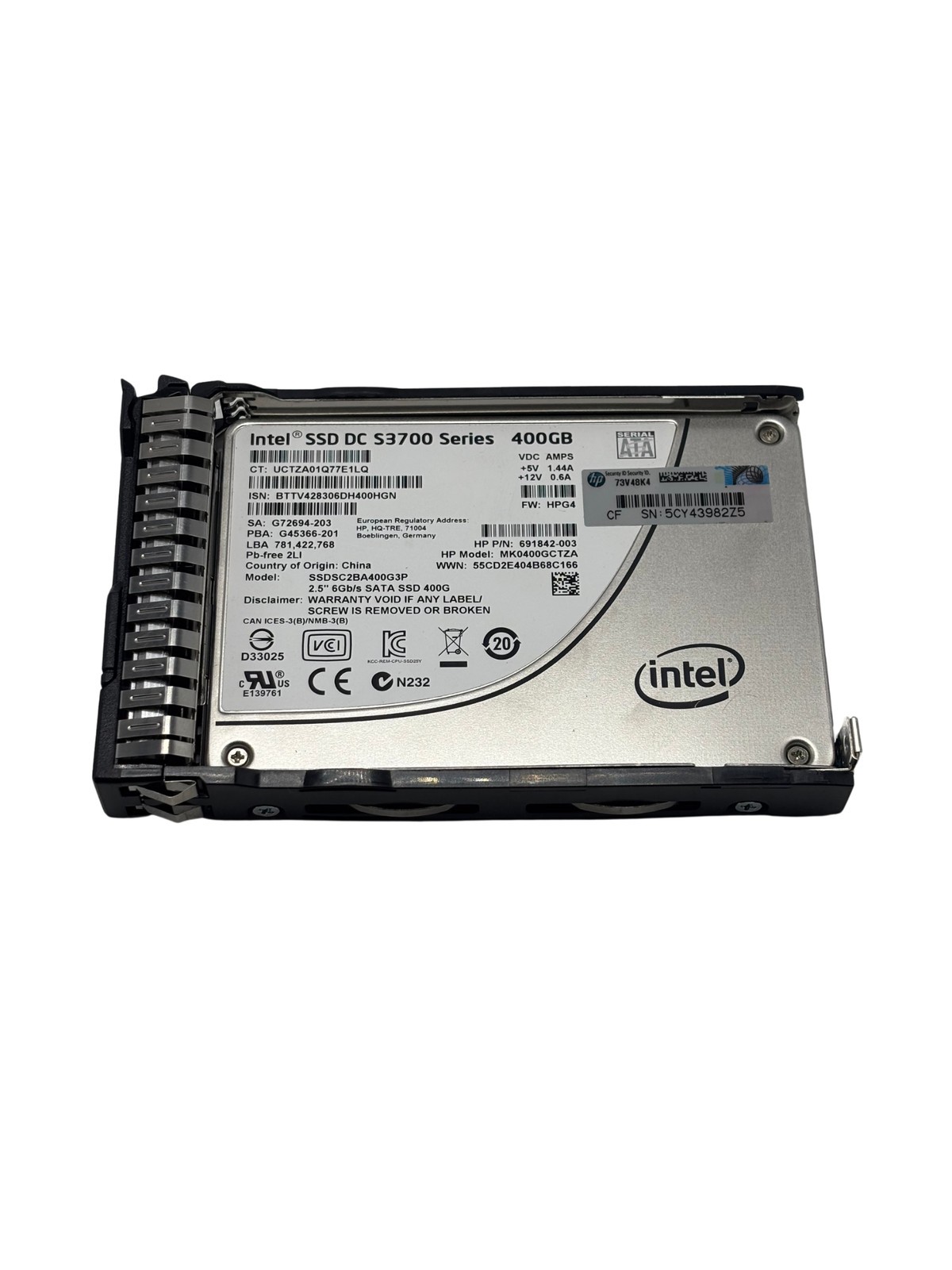 HP 692166-001 400GB SATA 6G ME S3700 Series 2.5 SSD “