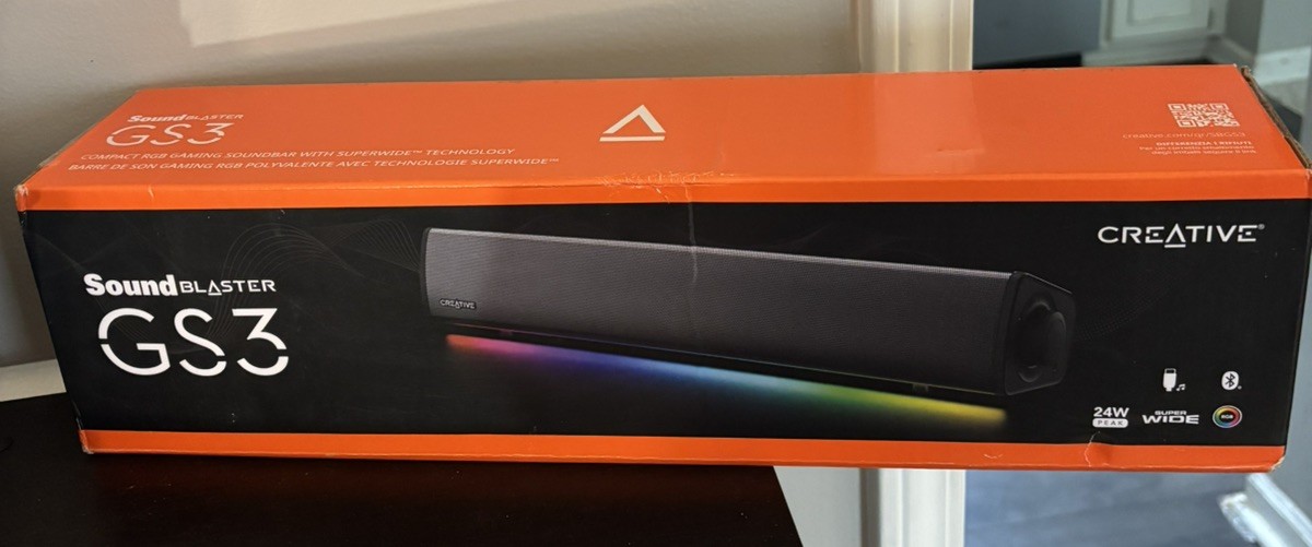 Creative Labs Sound Blaster GS3 Compact RGB Gaming Soundbar W/ Super Wide Tech.