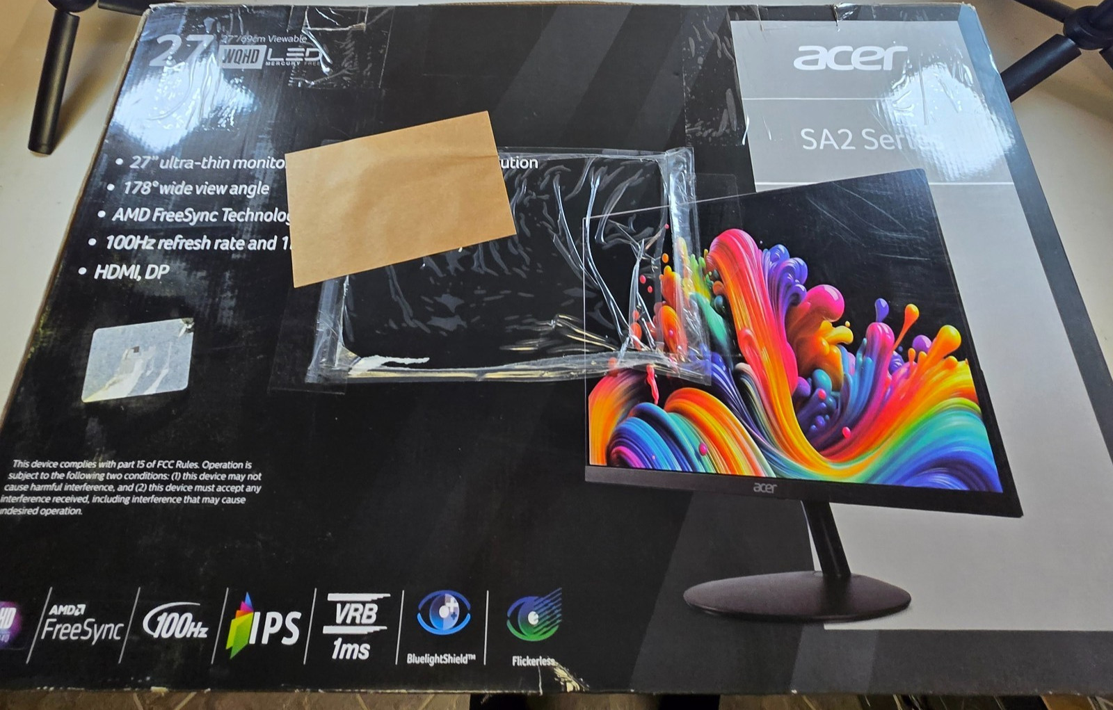 Acer 27″ WQHD 100Hz LED Monitor, Black (SA272U EBIIP)