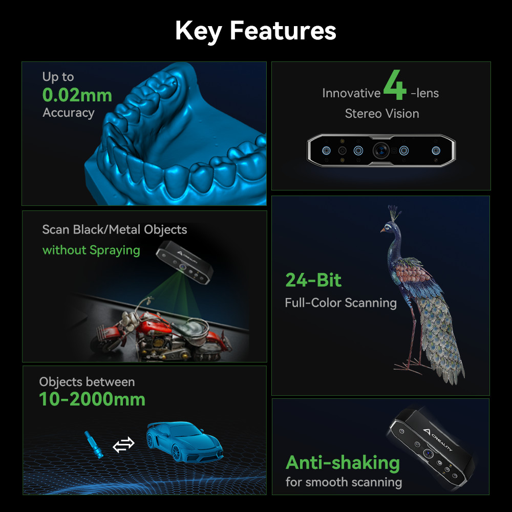 Creality 3D Scanner Otter Handheld 0.02mm 20FPS Full-Color Scan with Scan Bridge
