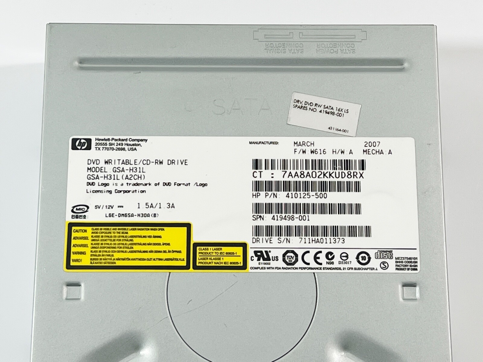 HP GSA-H31L DVD±RW Dual Layer SATA Optical Drive