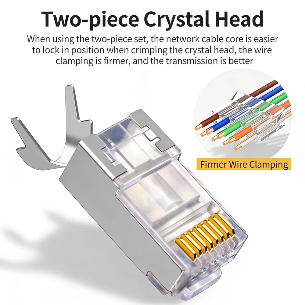 Cat7 through Shielded RJ45 Gold Plated Connectors Fast Transmission Data Plug