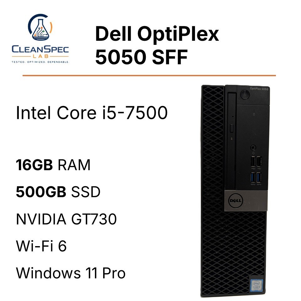 Dell OptiPlex 5050 SFF i5-7500 16GB 500GB SSD GT 730 2GB WiFi 6 Win11 Pro