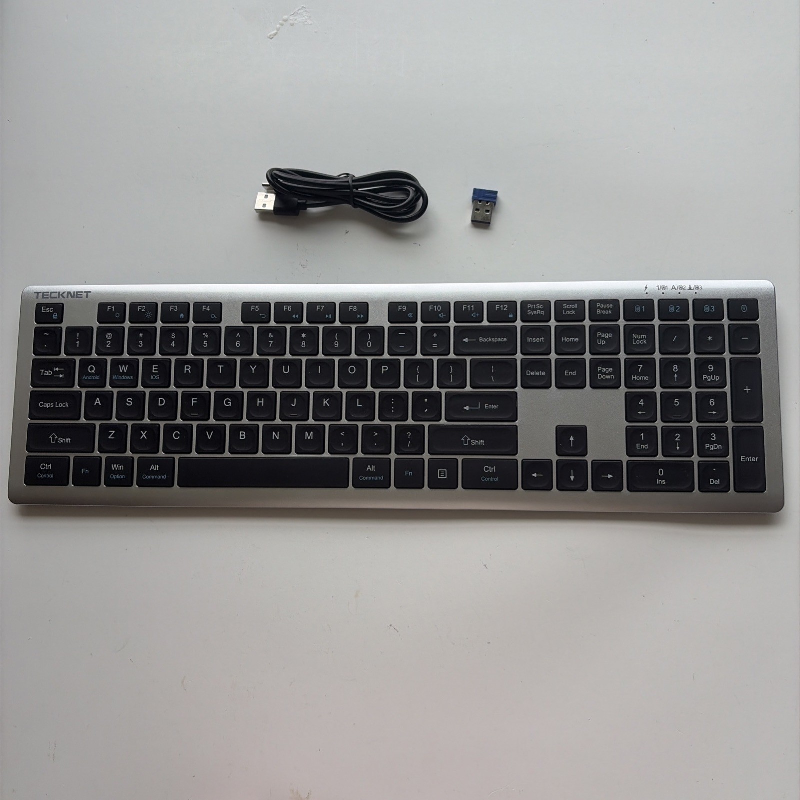 TECKNET Bluetooth Keyboard Rechargeable, 4-Device Free Switching (2.4G+BT)