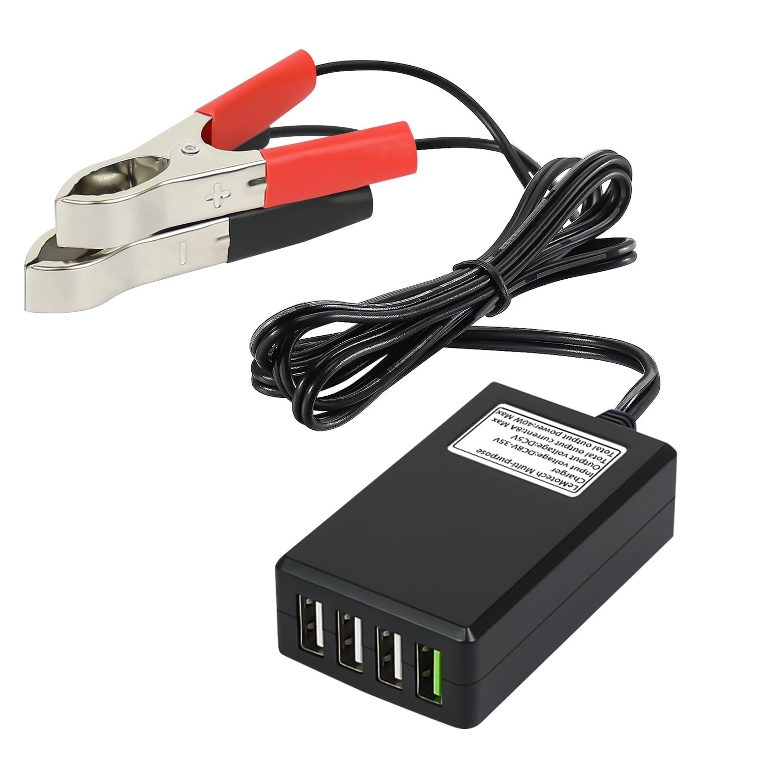 LeMotech DC Converter with Battery Clip 12V 24V to 5V Step Down 4-Port USB…
