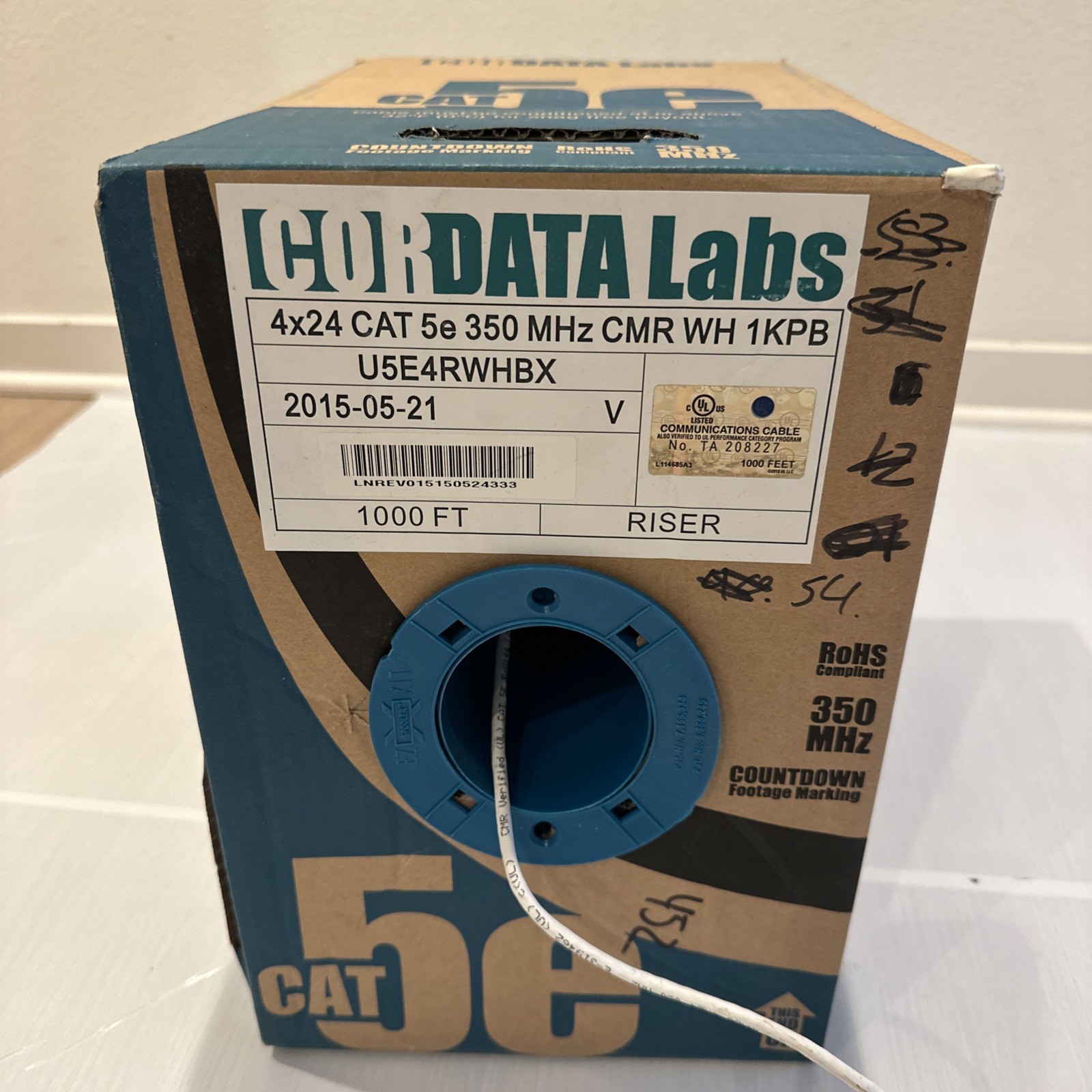 Cordata Labs CAT5e 350MHz CMR Riser White ~450ft Remaining