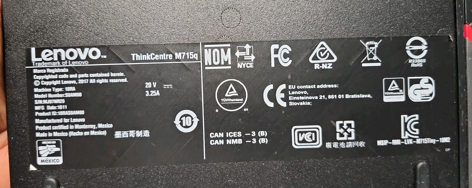 Lenovo ThinkCentre M715q AMD PRO A10-8570E@2.8GHz 8GB RAM 128GB SSD Win.11