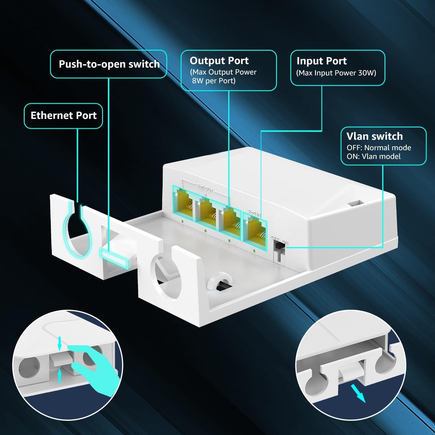 Reliable 1 in 3 Out PoE Extender for Outdoor Use – Up to 1000Mbps Speed