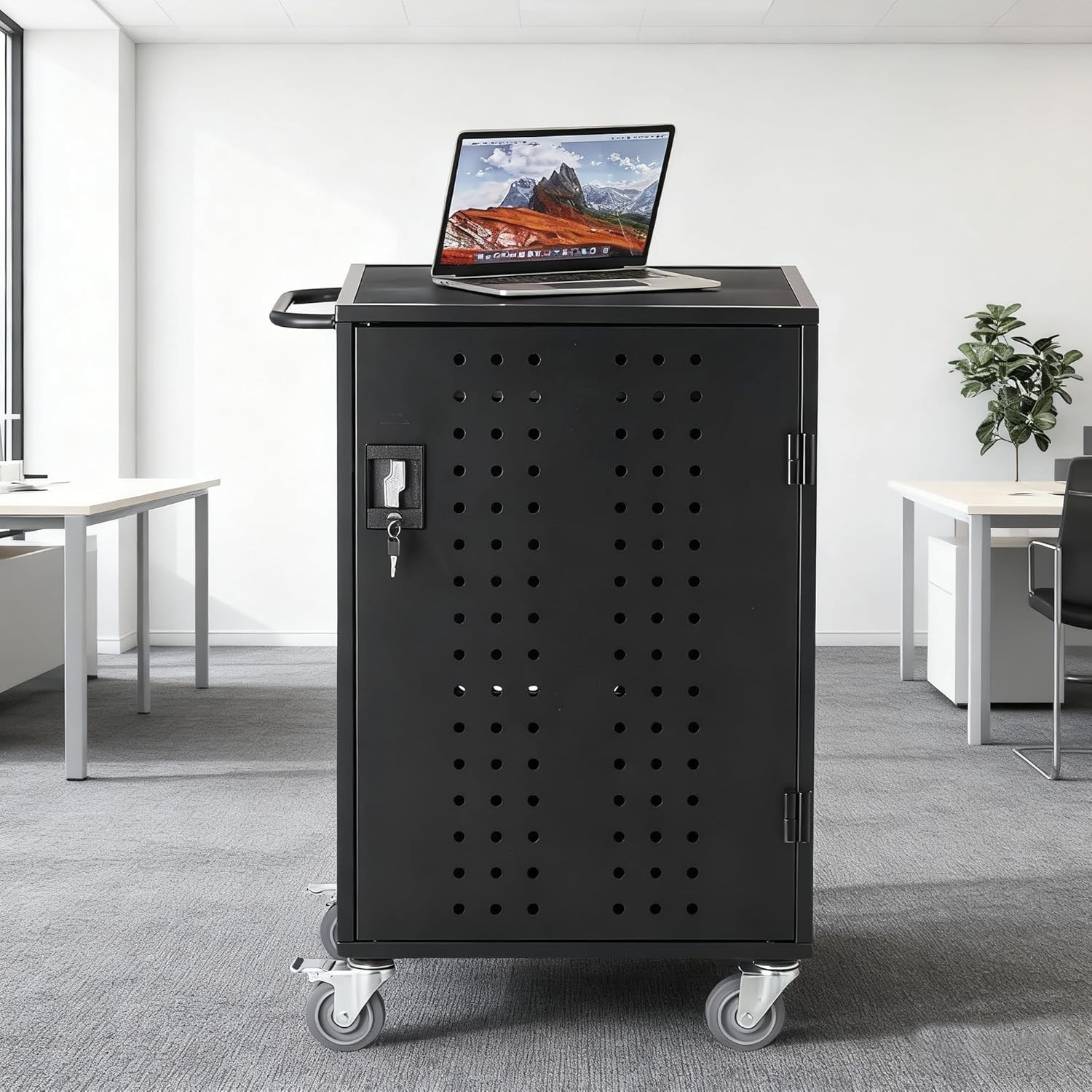 Mobile Laptop Charging Cart with Lock & Key-Cart Up To 15.6″ Device,16/20/32 Pcs