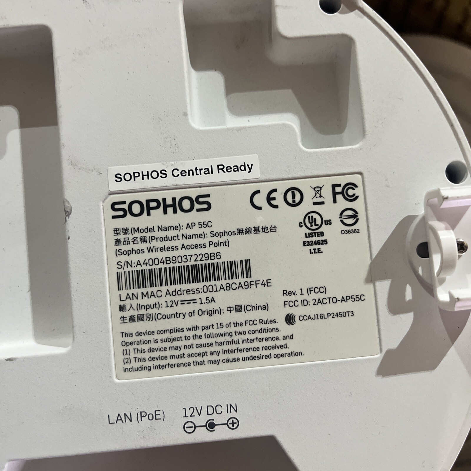 X4 SOPHOS AP 55C WIRELESS ACCESS POINT UNIT ONLY
