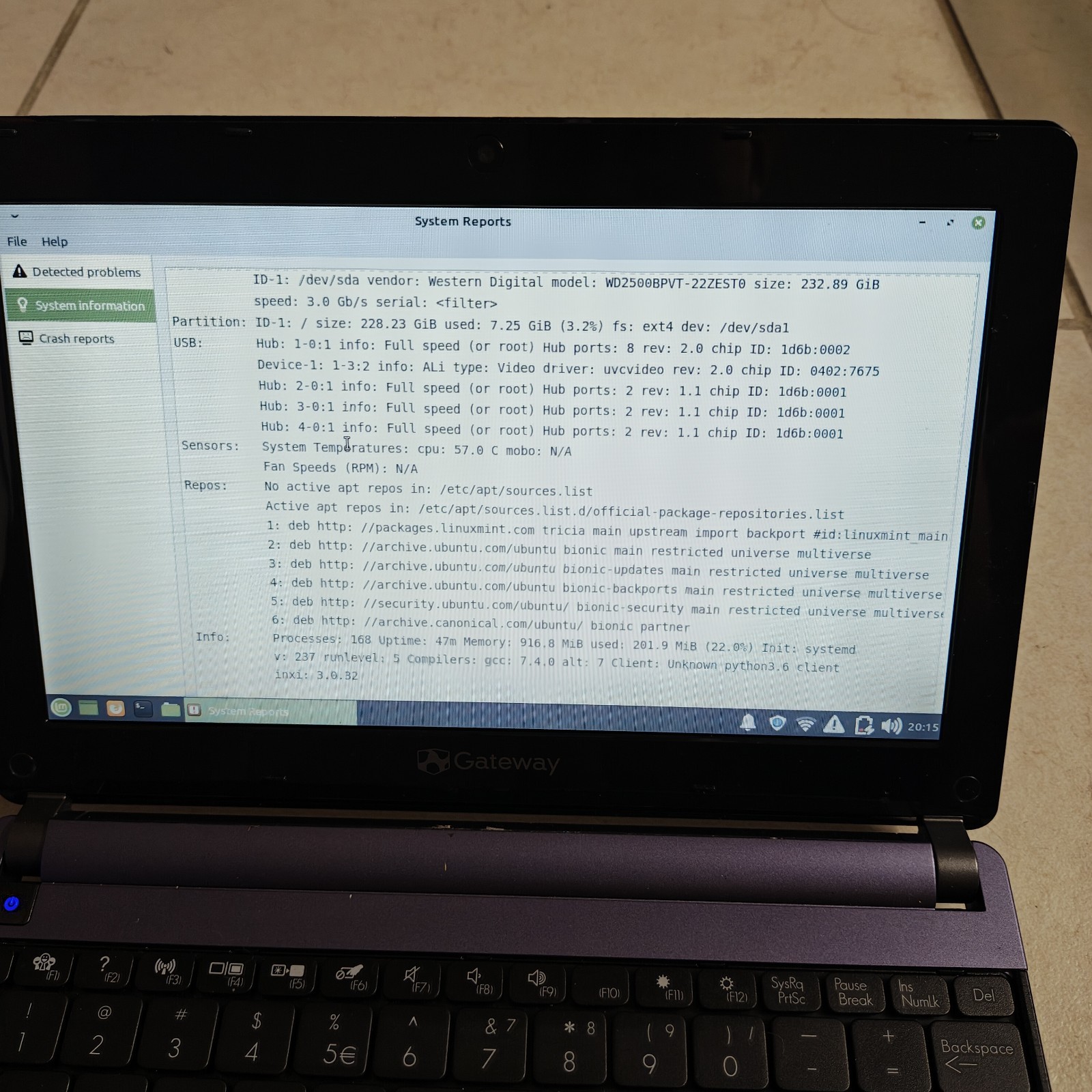 Gateway LT2810u Linux Mint Netbook – 250GB HDD/1GB RAM – READ DESC #4051