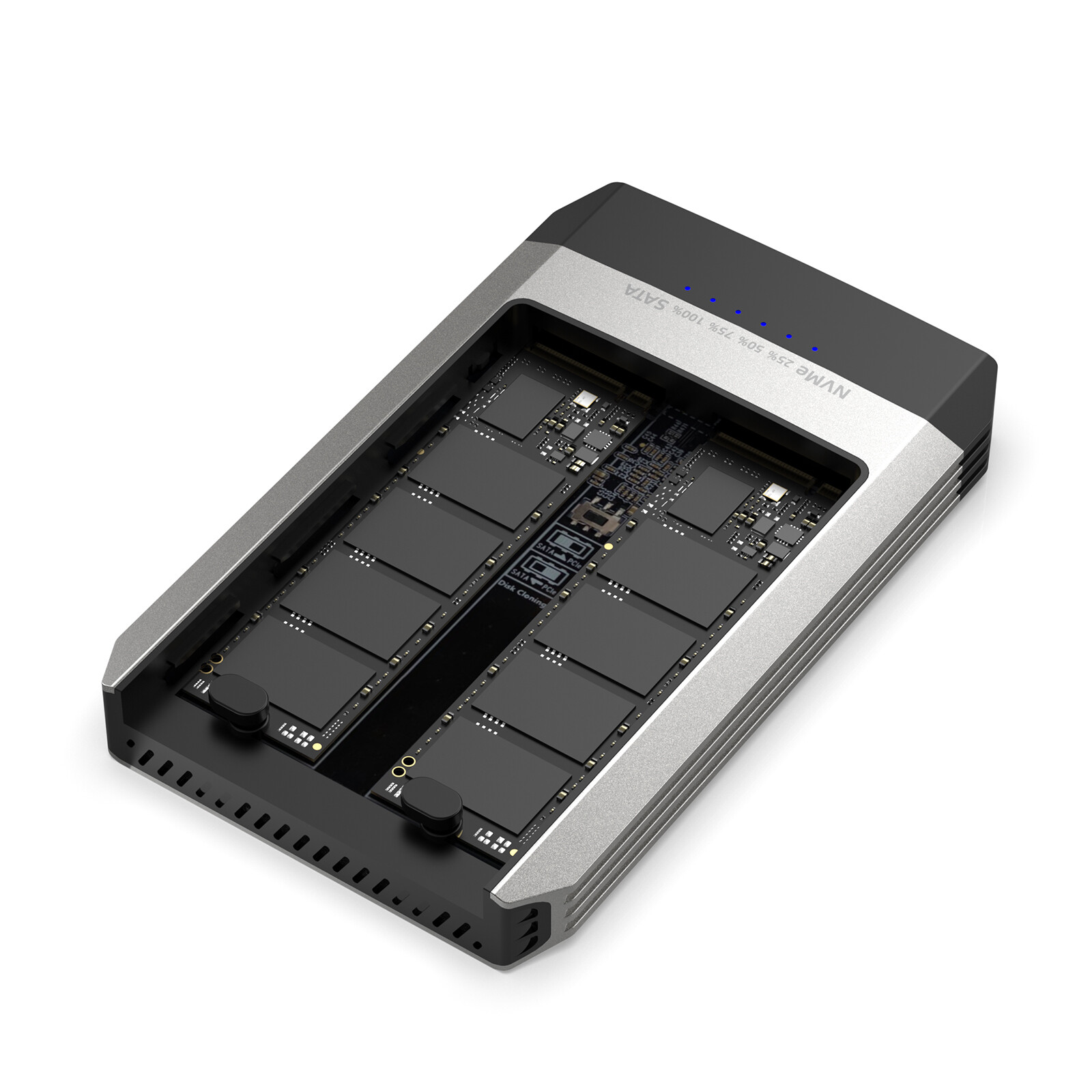 Dual-Bay USB 3.2 M.2 NVME SSD Enclosure 20Gbps for M.2 SSD of M-Key or M+B Key