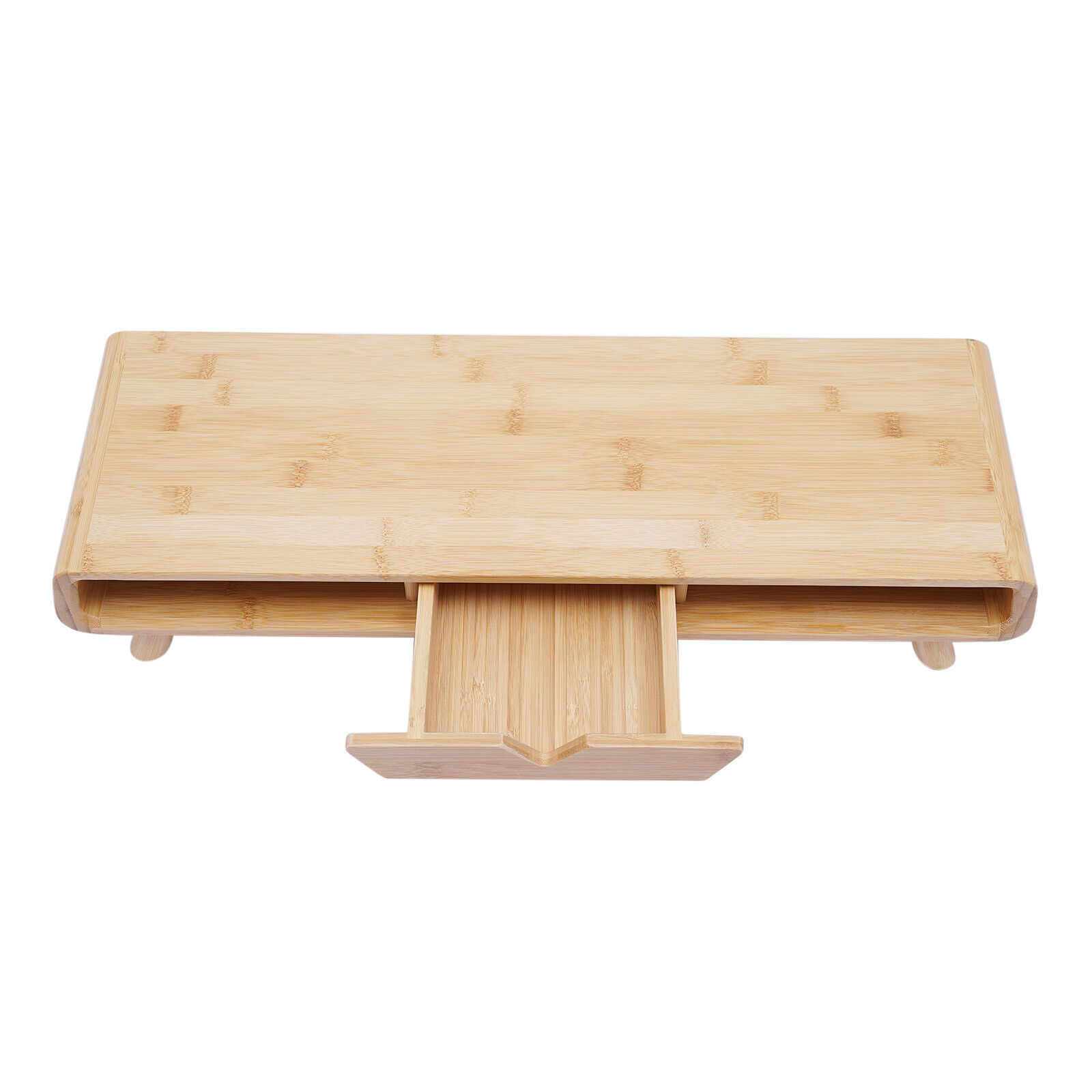 24in Bamboo Monitor Stand W/ Drawer Back Baffle Desktop Stand Riser 4.5in Height