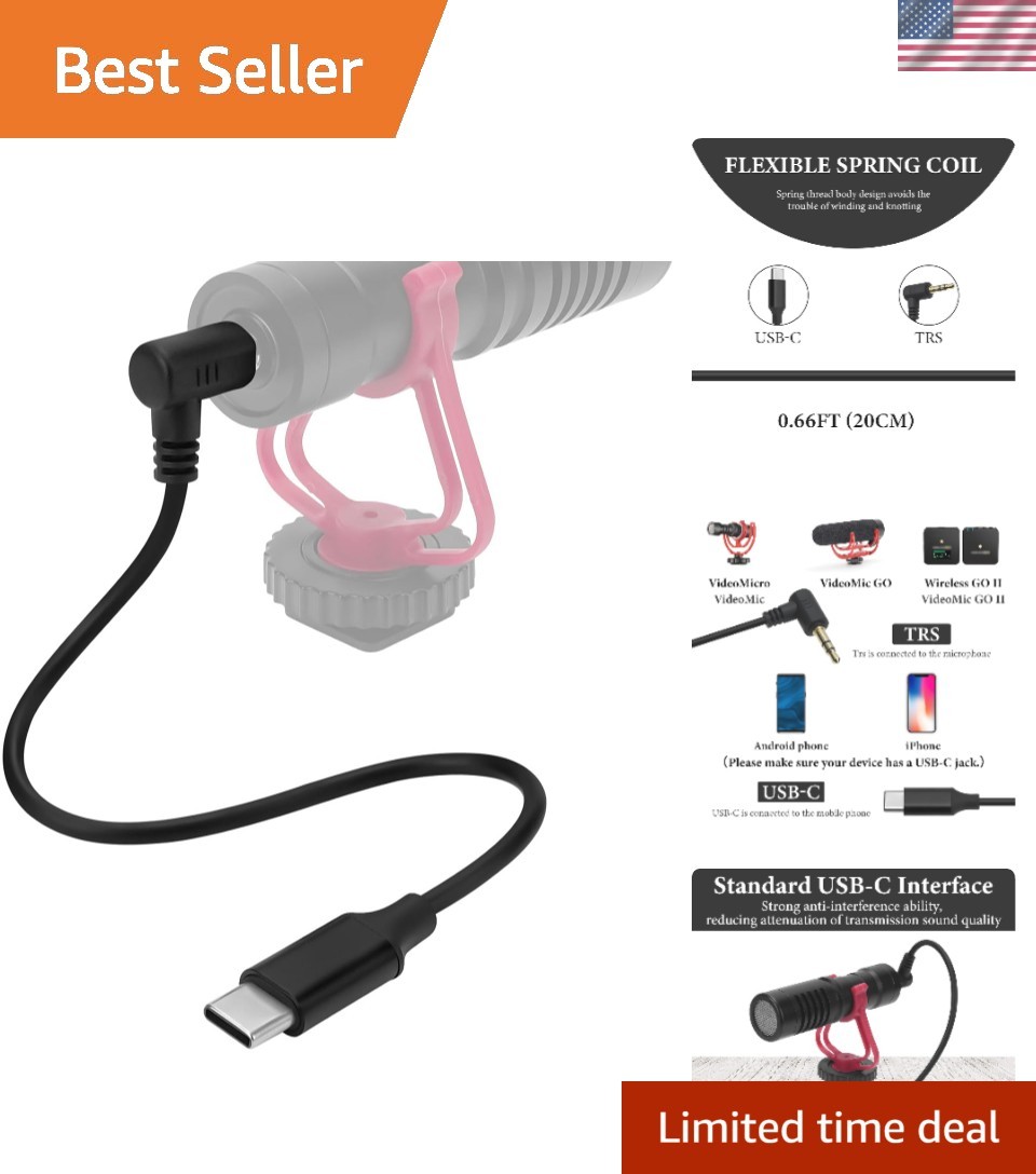 Superior Audio Transmission: USB C to 3.5mm TRS Microphone Cable – 20 CM Length