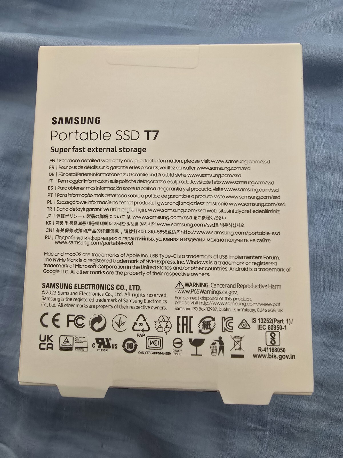 Samsung T7 2TB External SSD Drive Type C 1050MB/s USB 3.2 Gen2 Titan Gray