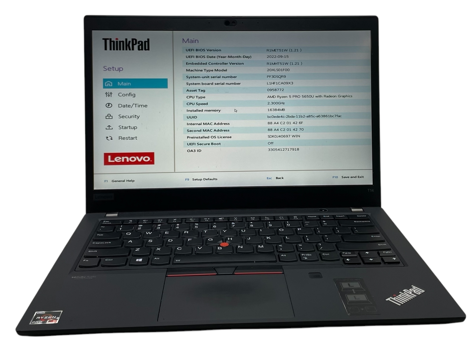 LENOVO THINKPAD T14 GEN 2a 14″ AMD Ryzen 5 2.3GHz 16GB RAM 256GB SSD–GRADE D