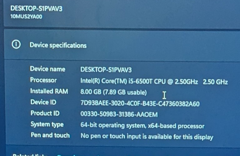 Lenovo ThinkCentre M910q Tiny i5-6500T 8GB 256SSD