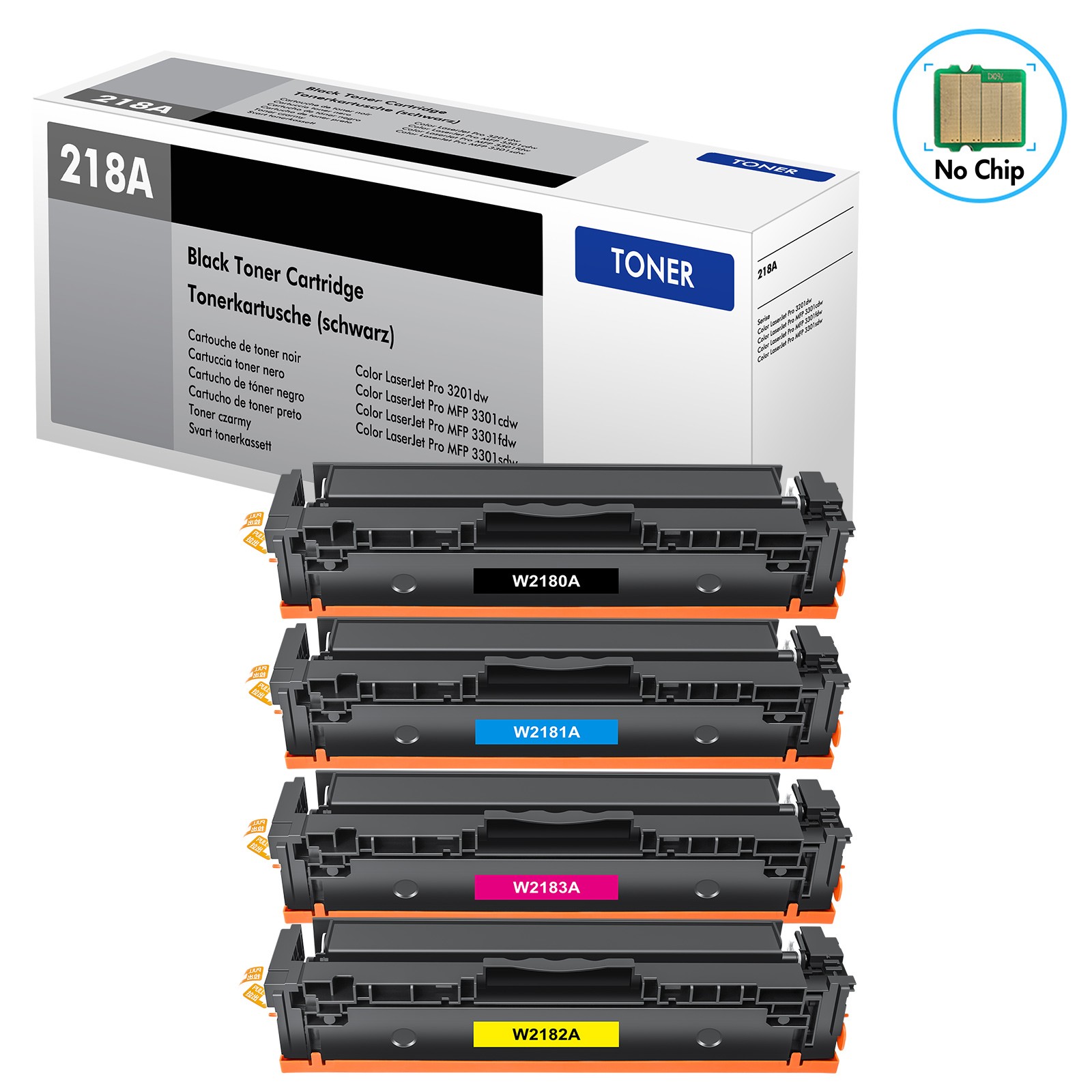 W2180A 218A 218X W2180X NO CHIP Toner For HP Pro 3201dw MFP 3301fdw 3301sdw Lot