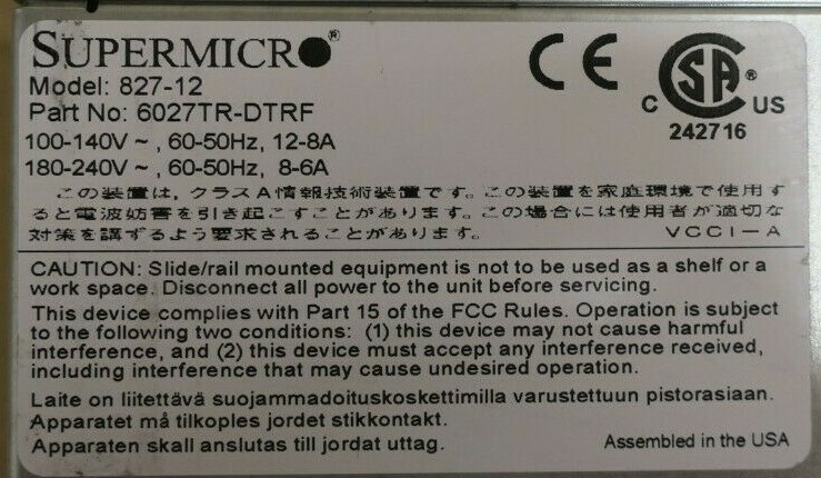 Supermicro SuperServer 6027TR-DTRF 2-Node Server X9DRT-HF CTO No CPU/Memory/HDD