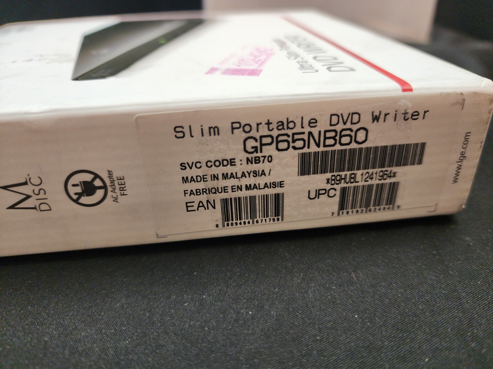 Unused LG Ultra Slim Portable External USB DVD Writer Drive GP65NB60 – Fast Ship