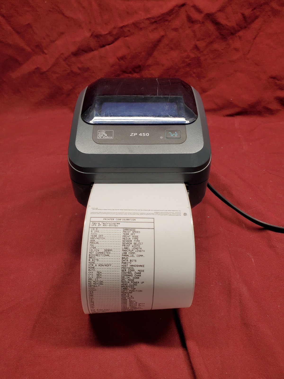 Zebra ZP450 Direct Thermal Label Printer w/AC Adapter #A2 100