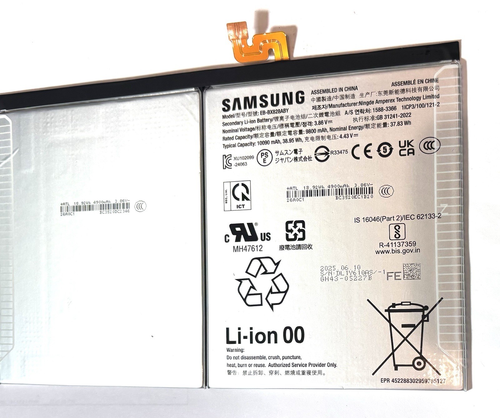 EB-BX828ABY Samsung Galaxy Tab S10 Plus S10 FE+ 10090mAh Original Battery Part