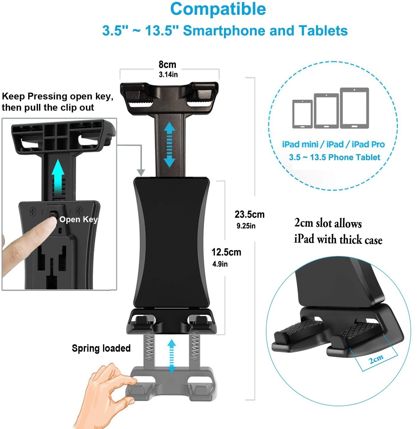 22″ Heavy Duty ELD Car Truck Fleet Truck Floor Seat mount for iPad Tablet iPhone