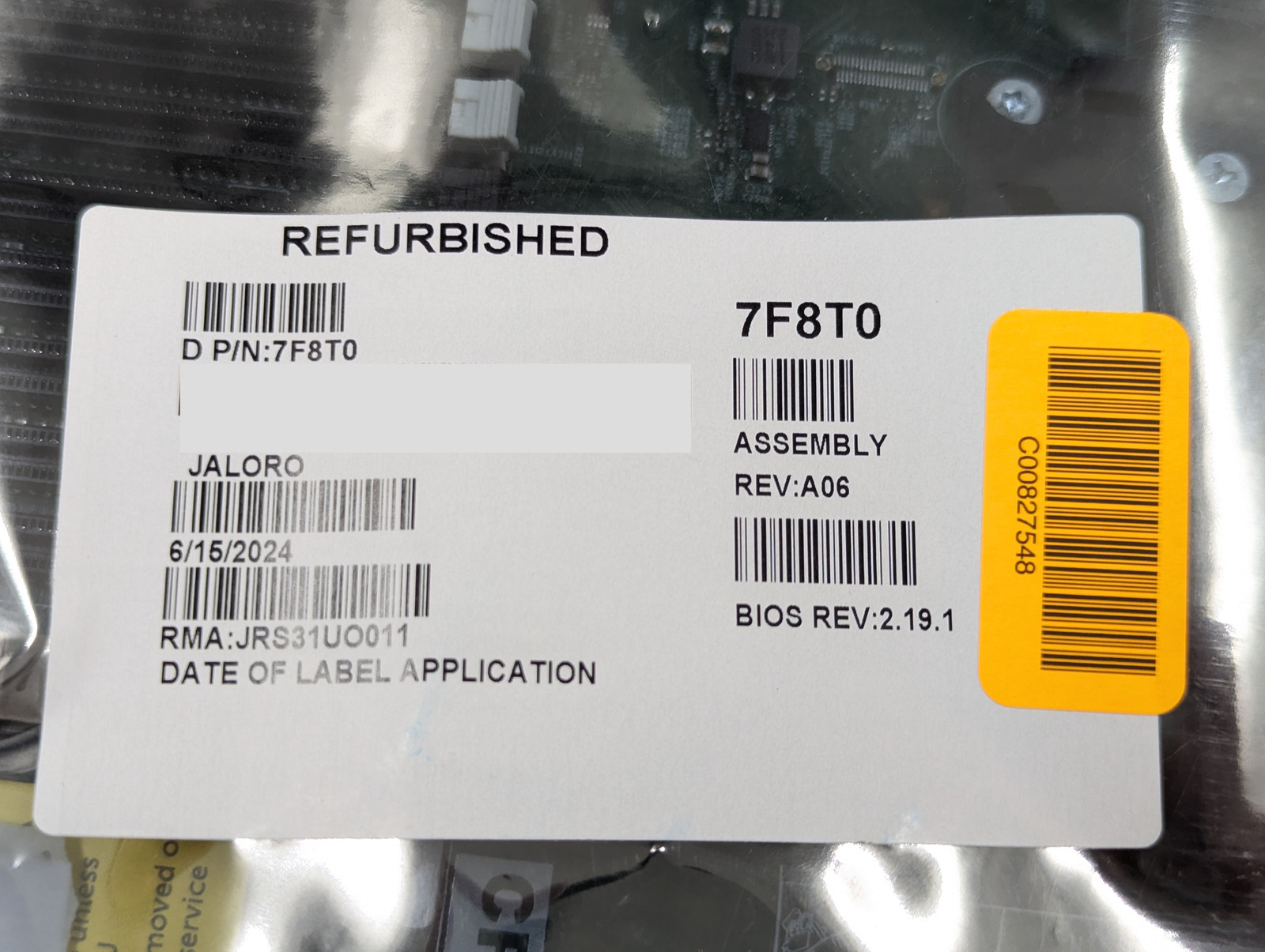 Dell 7F8T0 Server Motherboard for Poweredge R640 w/ LGA 3647 Sockets | RFB OB