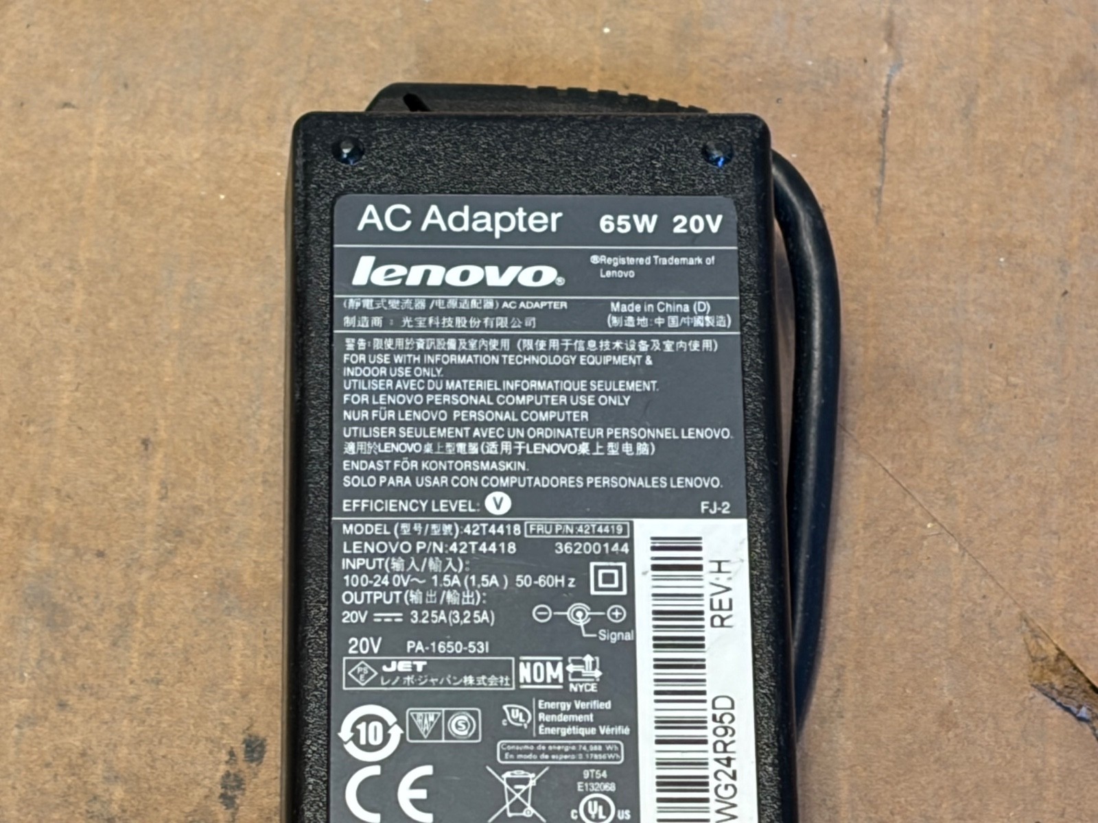 Lot of 11 Genuine Lenovo 65W 20V 3.25A AC Adapter w/ PWR Cords Large Round Plug
