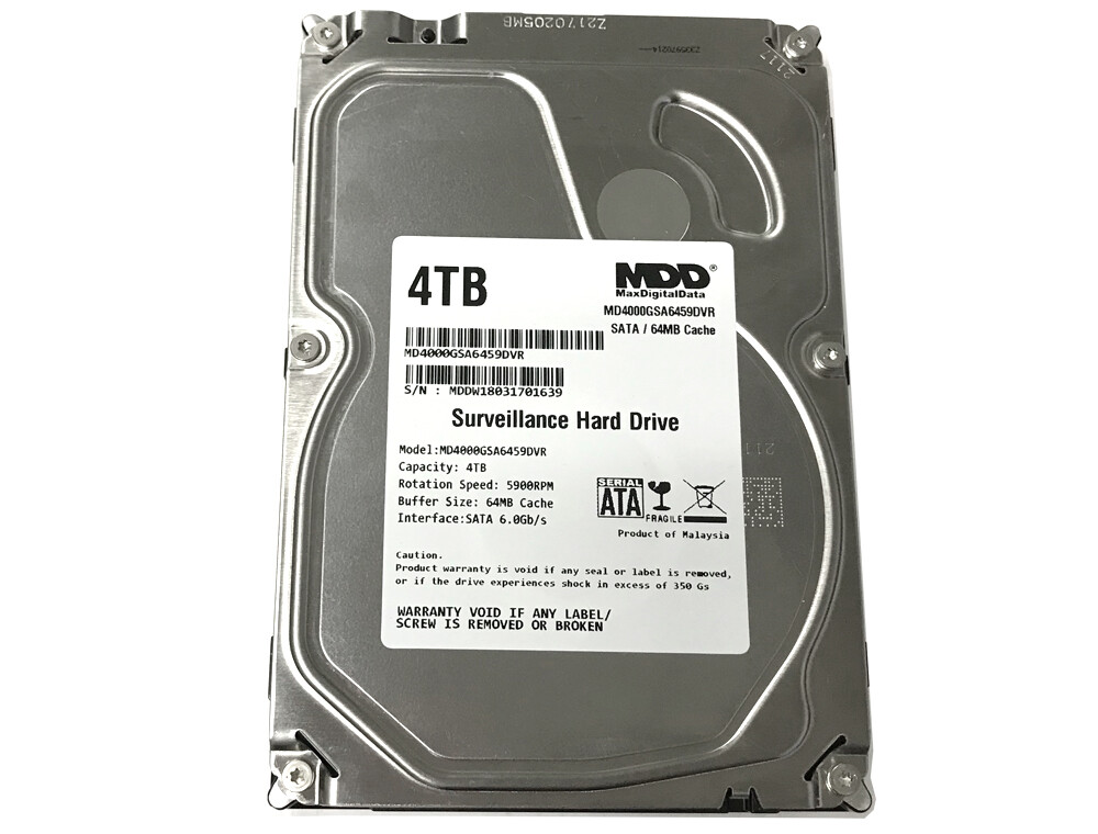 MaxDigitalData 4TB 64MB Cache 5900PM SATA 6.0Gb/s 3.5″ Surveillance Hard Drive