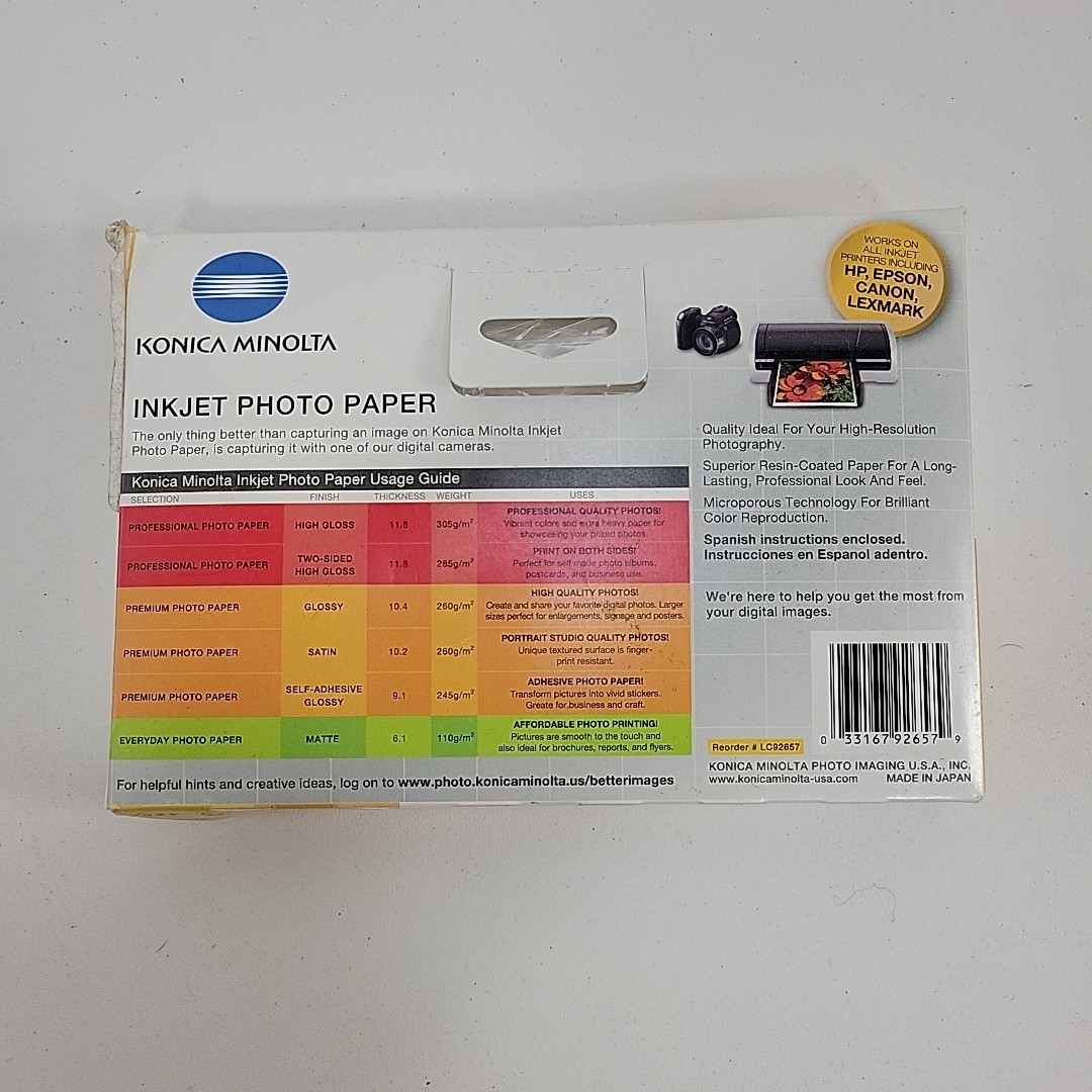 KONICA MINOLTA Inkjet Photo Paper Glossy 4 X 6 Inch 75 Sheets Premium Weight