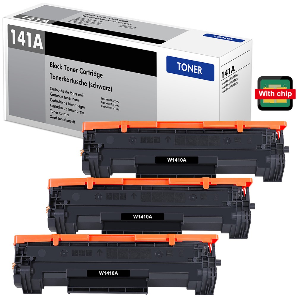 3 Pack 141A W1410A Toner WITH CHIP Fits for HP LaserJet MFP M140w M139w M110w AB