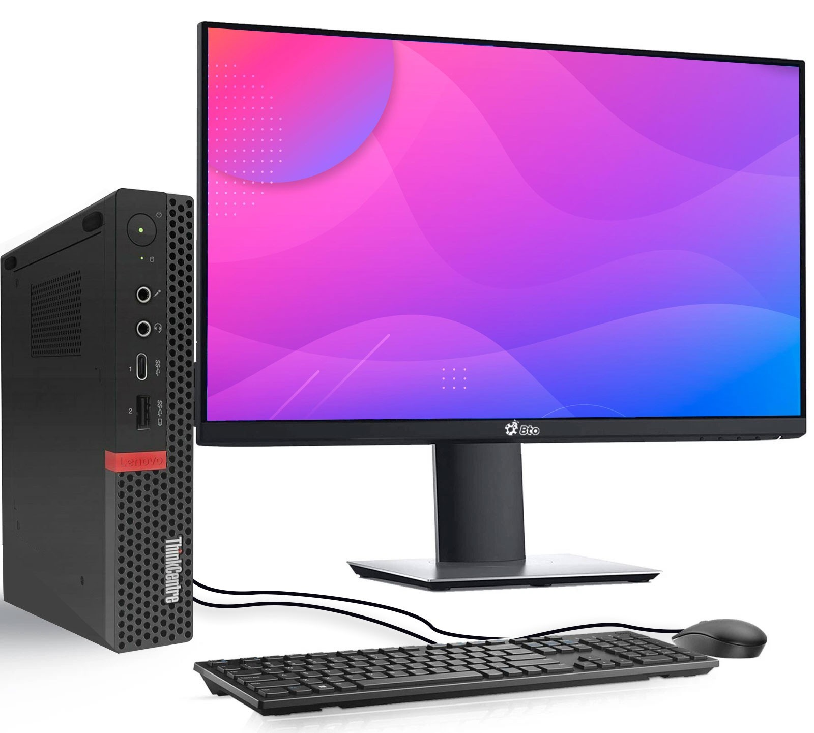 Lenovo Tiny Desktop PC Intel i5-8th 32GB RAM 2TB SSD Built-in WiFi 24″ LED Win11