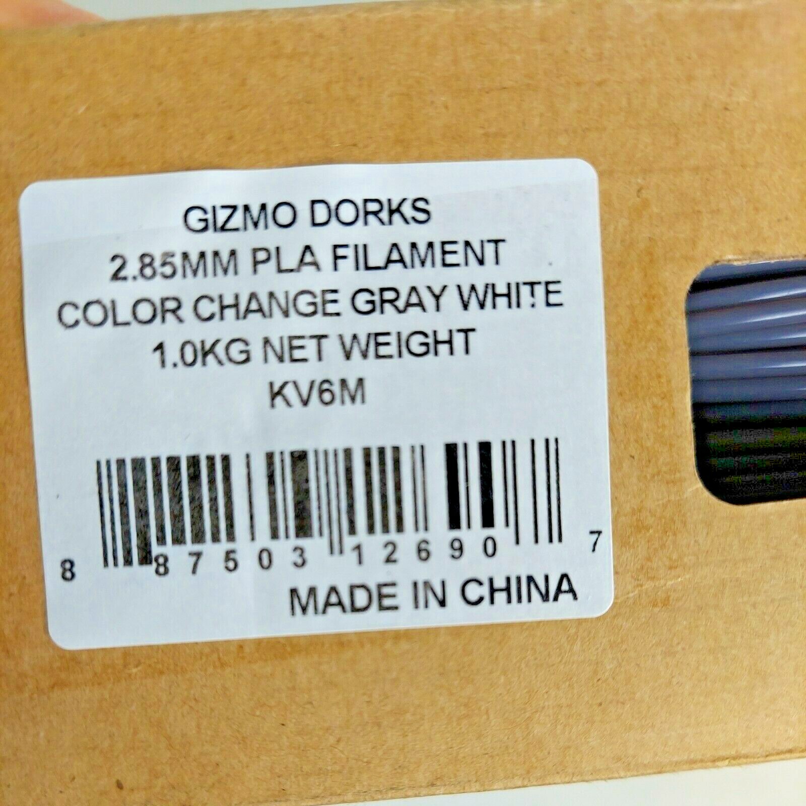 Gizmo Dorks PLA Filament 2.85mm 1kg for 3D Printers Heat Color Change Gray/White