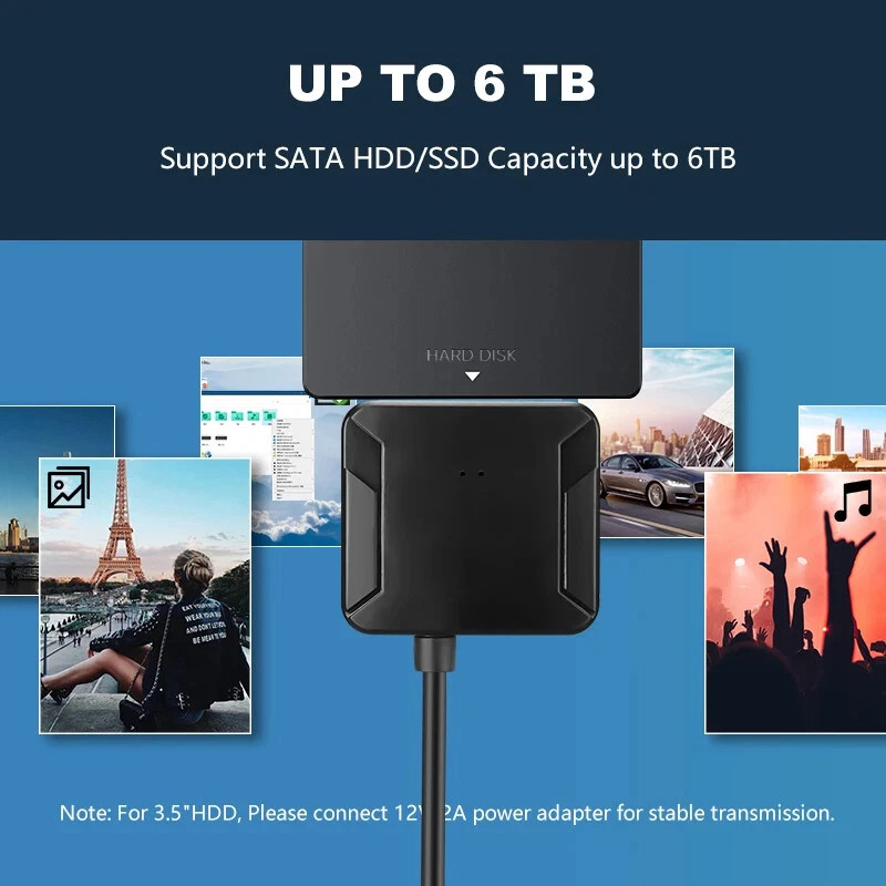 USB 3.0 to SATA External Hard Drive Reader 2.5″ 3.5″ HDD SSD Power adapter