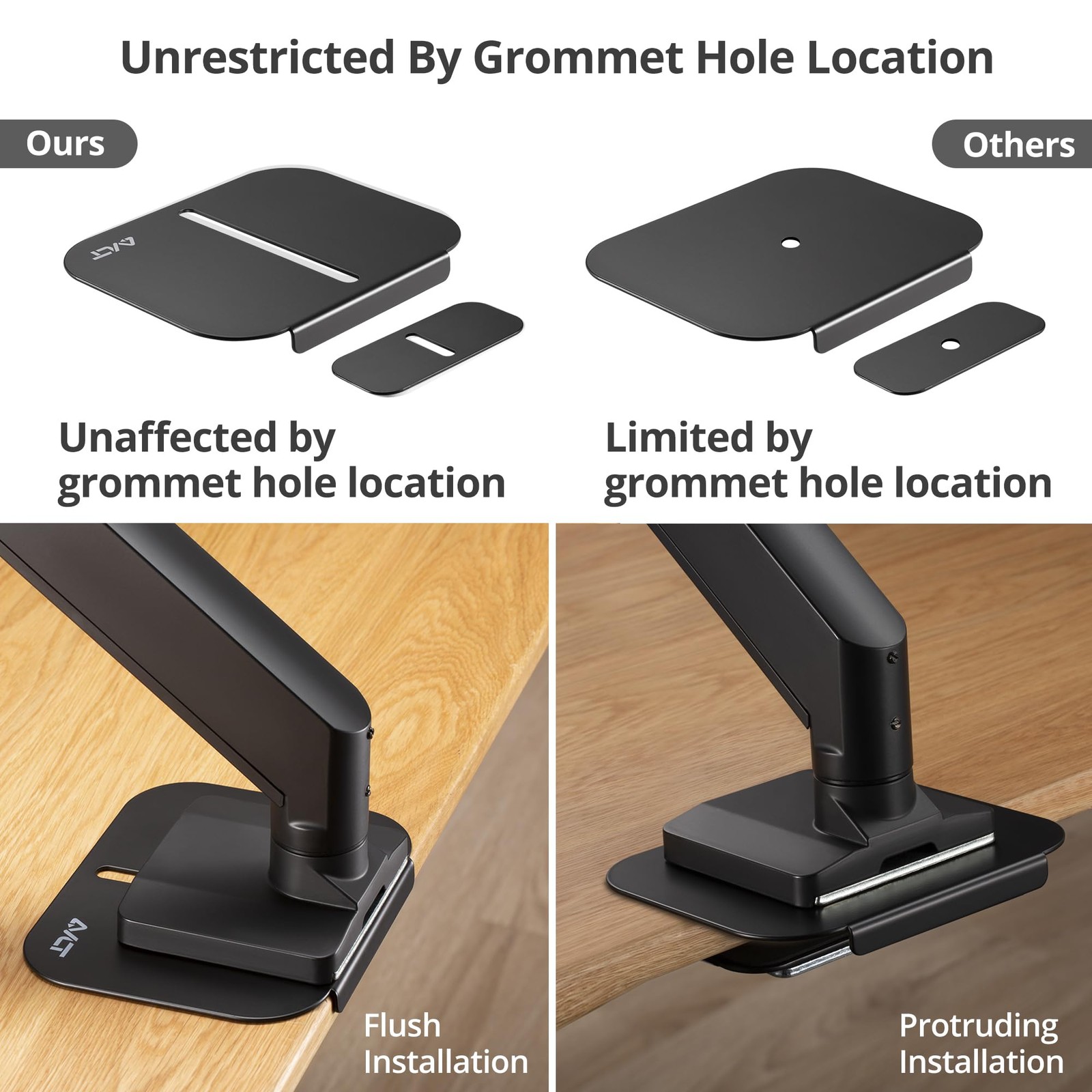 Black Adjustable Reinforcement Plate Bracket Mount For Fragile Tabletop