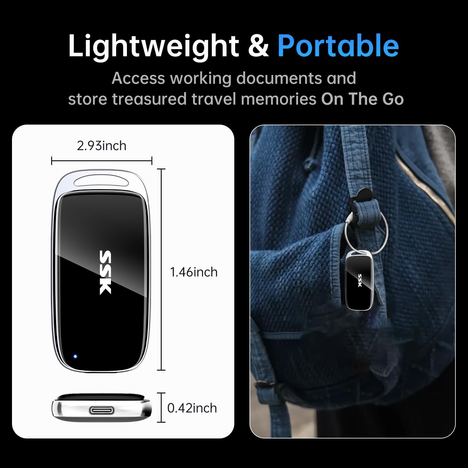 SSK 500GB SSD External Hard Drive, Portable SSD Drive up to 2000 MB/s, USB 3….