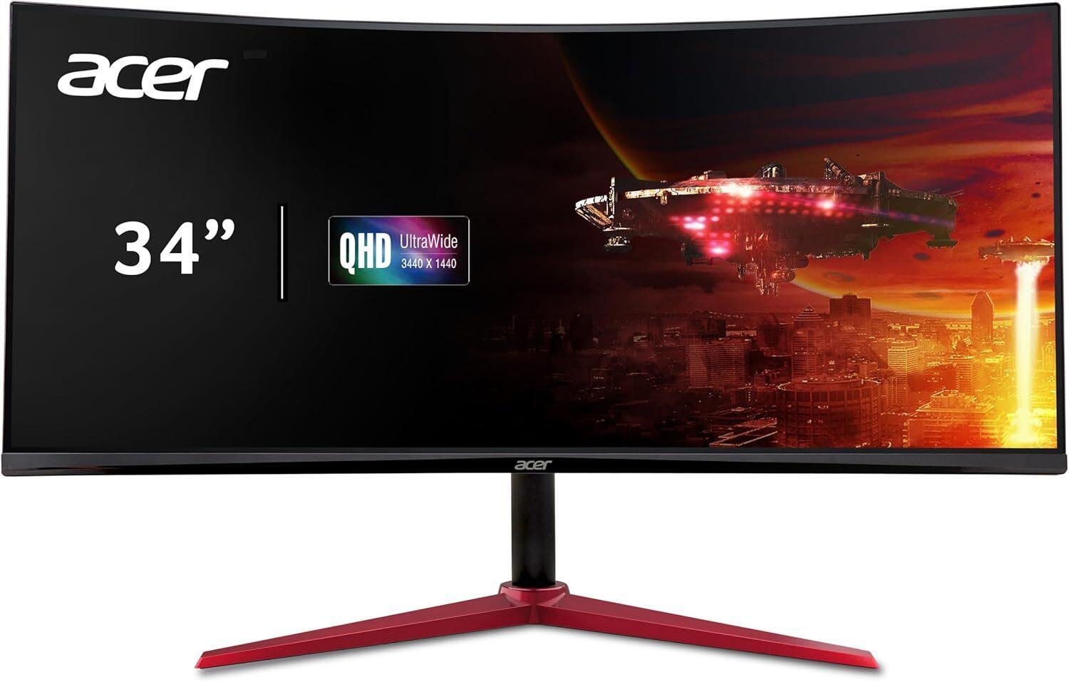 Acer Nitro V 34″ Gaming Monitor LED Display 180Hz 3440×1440 Excellent Condition